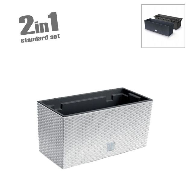 Ζαρντινιέρα (2 σε 1) πλαστική λευκή Rato Case 40x20cm