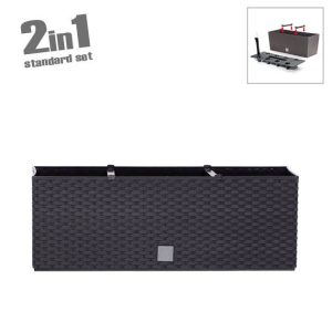 Ζαρντινιέρα (2 σε 1) πλαστική ανθρακί με σύστημα αυτοποτισμού Rato Case 60x24cm