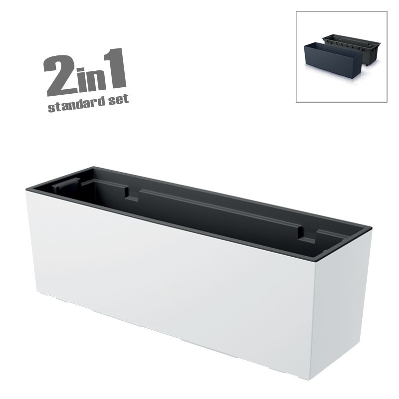 Ζαρντινιέρα (2 σε 1) πλαστική λευκή Urbi Case 58x20cm
