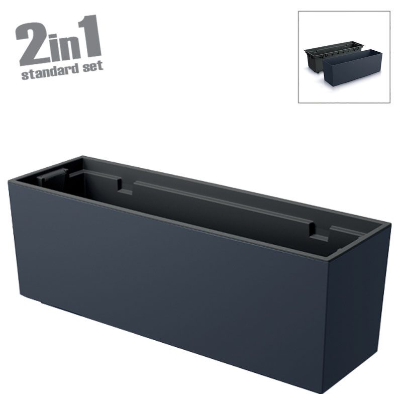 Ζαρντινιέρα (2 σε 1) πλαστική ανθρακί Urbi Case 77x25cm