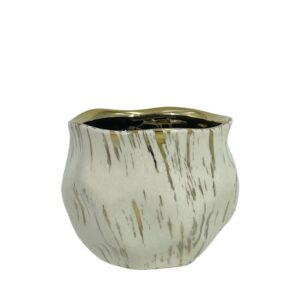 ΚΑΣΠΩ ΣΤΡΟΓΓΥΛΟ ΕΚΡΟΥ/ΧΡΥΣΟ ΥΑΛΩΜΕΝΟ ΠΟΥΓΚΙ ΜΕ ΒΑΘΟΥΛΩΜΑΤΑ ΜΕΣΑΙΟ