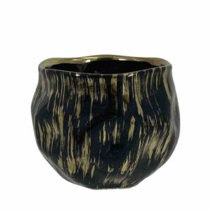 ΚΑΣΠΩ ΣΤΡΟΓΓΥΛΟ ΜΑΥΡΟ/ΧΡΥΣΟ ΥΑΛΩΜΕΝΟ ΠΟΥΓΚΙ ΜΕ ΒΑΘΟΥΛΩΜΑΤΑ ΜΕΓΑΛΟ