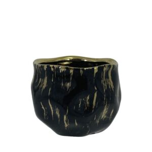 ΚΑΣΠΩ ΣΤΡΟΓΓΥΛΟ ΜΑΥΡΟ/ΧΡΥΣΟ ΥΑΛΩΜΕΝΟ ΠΟΥΓΚΙ ΜΕ ΒΑΘΟΥΛΩΜΑΤΑ ΜΕΣΑΙΟ