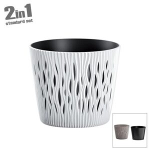 Κασπώ με εσωτερική γλάστρα (2 σε1) σειρά “Sandy R” λευκό μεσαίο