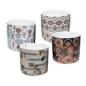 Κασπώ ψηφ. εκτύπωση γεωμετρικά σχέδια καφέ Υ12cm (συσκευασία 4ων σχεδίων)