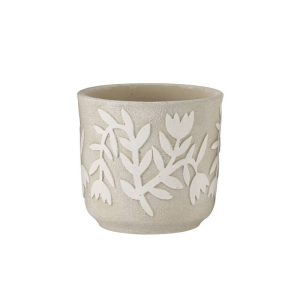 Κασπώ με ανάγλυφα φυτά (σειρά 3ων) εκρού/μπέζ Υ16cm