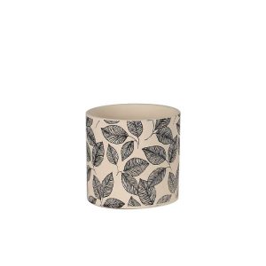 Κασπώ στρογγυλό με φύλλα (σειρά 3ων) μπέζ/μαύρο Υ15cm