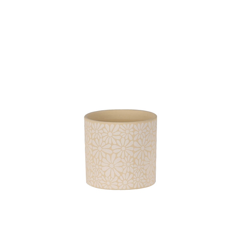 Κασπώ κεραμικό με μαργαρίτες μπέζ 13cm
