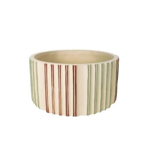 Κασπώ στρογγυλό με πράσινες & κόκκινες γραμμές μπέζ Φ20cm