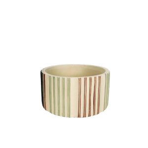 Κασπώ στρογγυλό με πράσινες & κόκκινες γραμμές μπέζ Φ16cm