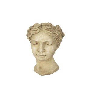 Κασπώ άγαλμα κεφάλι γυναίκας μπέζ Υ26cm