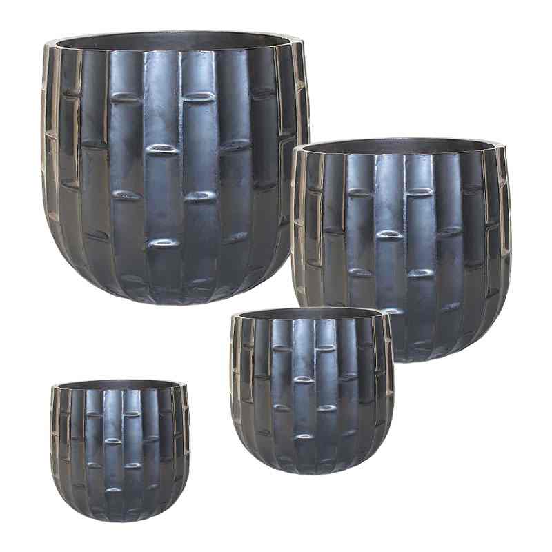 Κασπώ κεραμικά με μοτίβο κάκτο ανθρακί Set 4 τεμαχίων