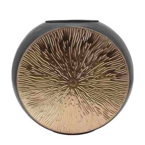 Βάζο μεταλλικό κυκλικό μαύρο/χρυσό Υ54cm