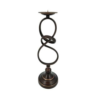 Κηροπήγιο μεταλλικό με ακανόνιστο σχήμα καφέ Υ45cm