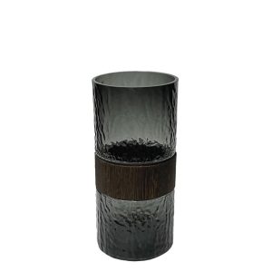 Βάζο γυάλινο μαύρο με ξύλο 25cm