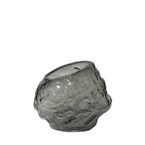 Βάζο ανάγλυφο με λοξό στόμιο γκρί 20cm