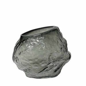 Βάζο ανάγλυφο με λοξό στόμιο γκρί 25cm