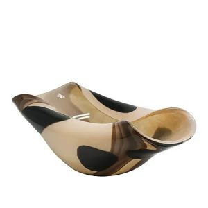 Πιατέλα φυσητό γυαλί με γραμμές και βούλες μπέζ/καφέ 41,5cm