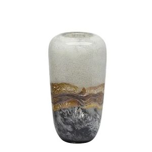 Βάζο απο φυσητό γυαλί μάρμαρο ωοειδές μπέζ/μελί/γκρί 28cm