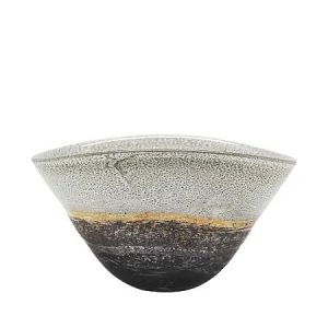 Μπώλ απο φυσητό γυαλί μάρμαρο οβάλ μπέζ/μελί/γκρί 37cm