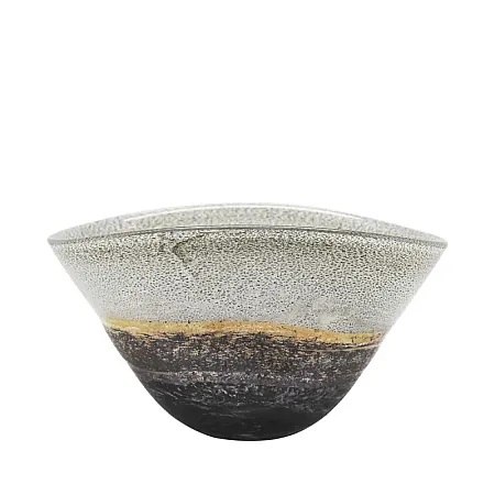 Μπώλ απο φυσητό γυαλί μάρμαρο οβάλ μπέζ/μελί/γκρί 37cm