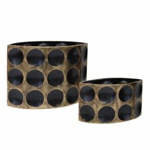 Σετ 2 βάζα μεταλλικά με κύκλους μαύρο/χρυσό (συσκευασία 2άδας)