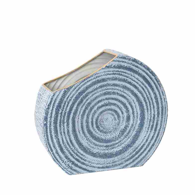 Βάζο μεταλλικό σε σχήμα σαλιγκαριού γαλάζιο Υ25cm